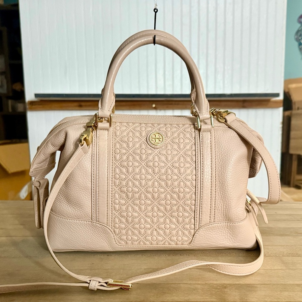 Tory Burch Blush Pink Quilted Leather Satchel